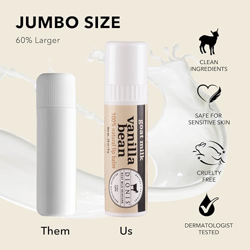 Dionis Goat Milk Jumbo Lip Balm - Vanilla Bean, 3-Pack Moisturizing Balm