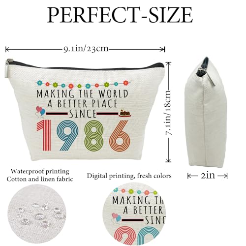 1986 40th Birthday Makeup Bag for Women - Funny Gift, Travel Cosmetic Organizer