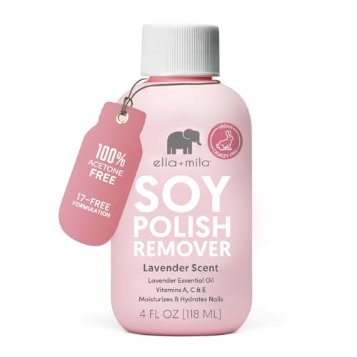 ella+mila Soy Nail Polish Remover - Non-Acetone with Lavender Oil, 4 fl oz