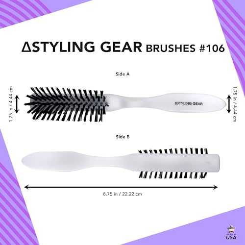 White Styling Gear SG106 5-Row Hair Brush for Volumizing & Slick Back Styling
