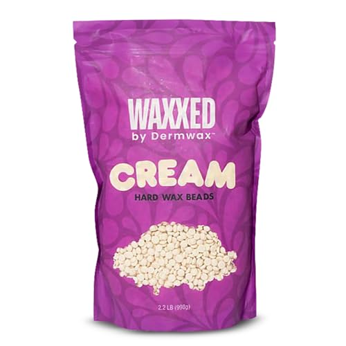 WAXXED Cream Hard Wax Beads 2.2LB ? Professional Hard Wax Beads for Hair Removal ? Titanium Dioxide Infused Hard Wax Beads for Sensitive Skin ? Smooth Application & Clean Removal ? Salon & Home Use
