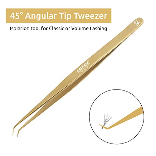 Metaleks 14cm Japanese Steel Lash Tweezers - 45 Degree Angular Tip