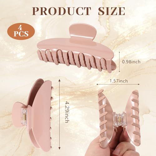 Large Claw Clips for Thick Hair - 4 Pack Durable Hair Accessories
