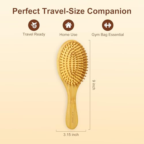 Bamboo Hair Brush for Growth & Detangling - Gentle Scalp Massage