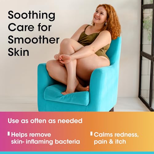 vH essentials Bikini Skin Soothing Gel with Hypochlorous Acid 3 oz. - Cools & soothes skin post-hair removal - Calms redness, pain, itch and irritation from razor bumps.