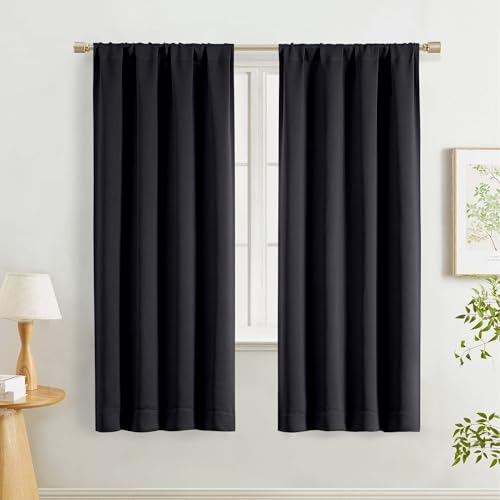 Lecloud Blackout Curtains 63 Inch Length, 2 Panels Set, Thermal Insulated Drapes for Bedroom & Living Room