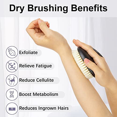 VANZAVANZU Dry Brushing Body Exfoliating Brush - Non-Slip Shower Scrubber, 2 Pack