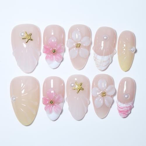 Short Almond Handmade Press On Nails - Reusable Salon Quality (251107, Small)