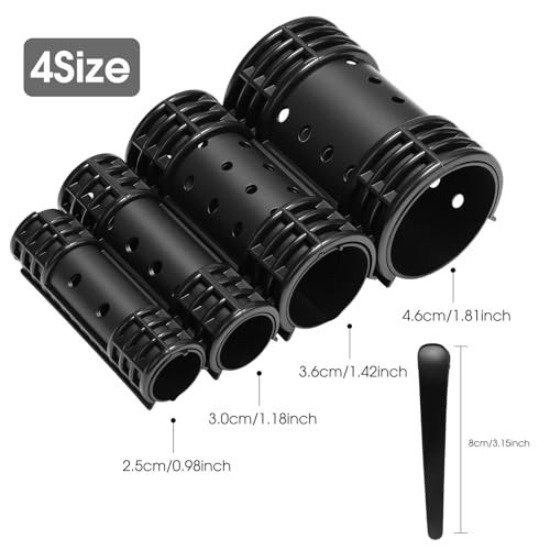 WILLBOND 65Pcs Black Hair Rollers with Clips for Easy Styling