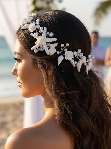 Woeoe Starfish Seashell Bridal Headband for Beach Wedding Hair