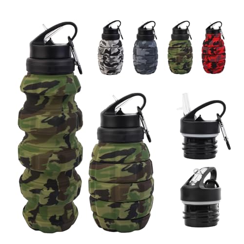 Collapsible 18oz Silicone Travel Water Bottle - Leak Proof, Portable & Foldable for Outdoor Use