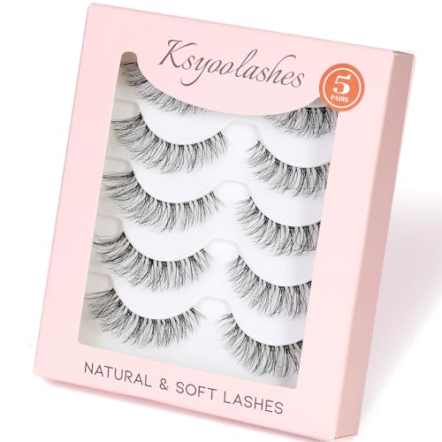 KSYOO Clear Natural A9 Wispy Cat Eye D Curl Fake Eyelashes 8-15mm Faux Mink