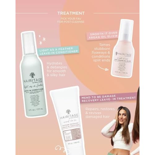 Hairitage Argan Oil Hair Oil Spray for Frizzy, Curly + Dry Damaged Hair - Lightweight Hair Oil Conditioner for Women + Men - Styling + Finishing + Control Flyaways - Moisturize + Repair Hair