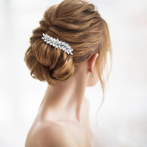 LAPOHI Crystal Style Rhinestone Bridal Hair Clips Leaf Set for Wedding & Bridesmaids