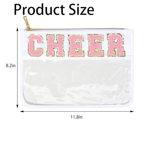 Chenille Letter Cheerleading Makeup Bag - Clear Pouch for Girls