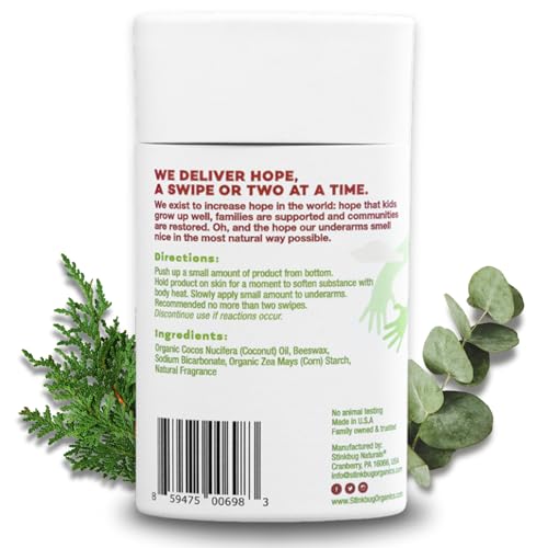 Stinkbug Organic Cedar Eucalyptus Coconut Deodorant Stick 2.1oz - Sensitive Skin, Aluminum-Free