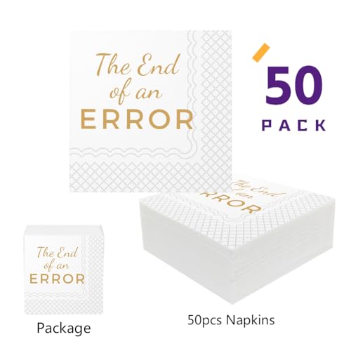 SharkBliss Divorce Party Cocktail Napkins - 50 Pack, Gold Design, 2-Ply 5x5 Inches
