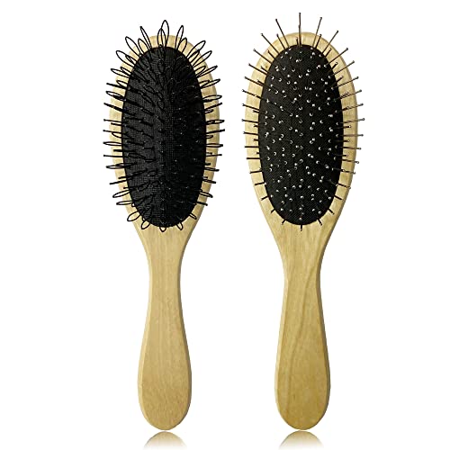 Amirce Wig Brush Set for Synthetic Hair - Detangling Wooden Comb