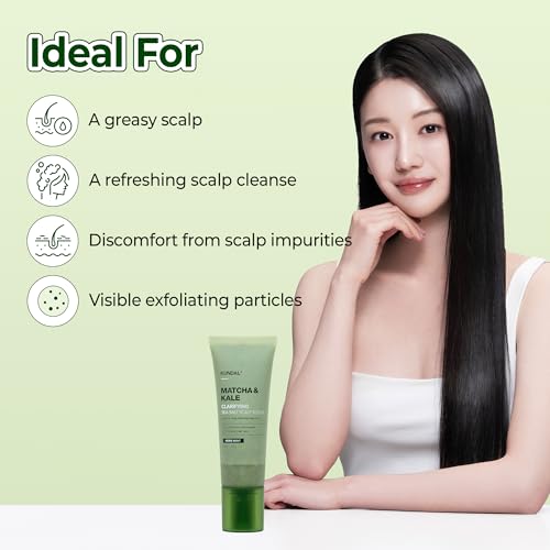KUNDAL Matcha & Kale Clarifying Sea Salt Scalp Scrub for Hair Detox & Oil Control