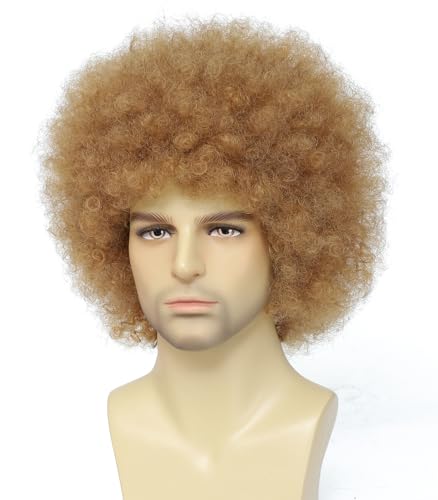 Traqur Light Brown Afro Wig for Men Women - 70s 80s Disco Costume, Party & Cosplay