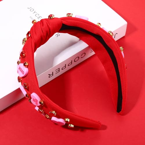 YAHPERN Valentine’s Day Red Pink Heart Knotted Headband — Letter Heart Variant