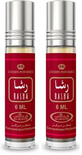 Al-Rehab Rasha Concentrated Perfume Rollerball for Women 0.2oz Pack of 2