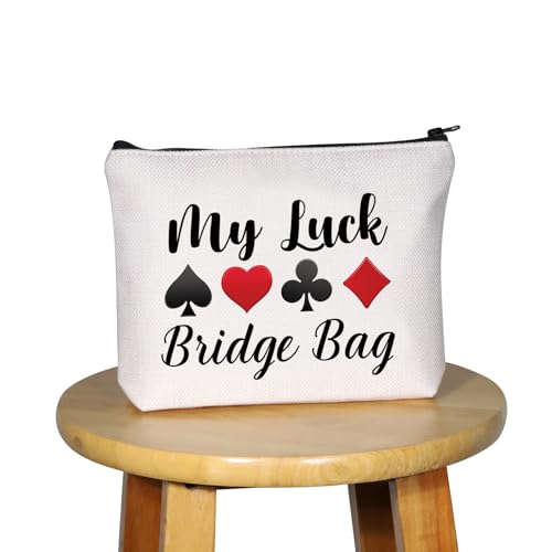 G2TUP White Bridge Player Cosmetic Bag - Card Game Lover Gift, Travel Organizer
