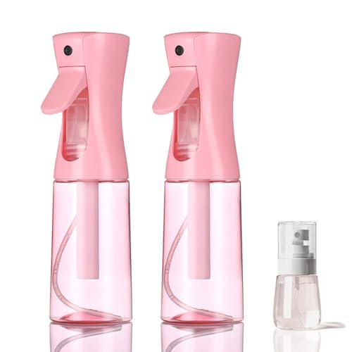 ESSKAM Pink 3 Pack Continuous & Travel Spray Bottles, 6.8oz 200ml + 1oz 30ml – Hair, Cleaning, Plants
