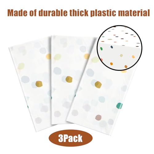3 Pcs Disposable Boho Polka Dot Plastic Tablecloths for Parties