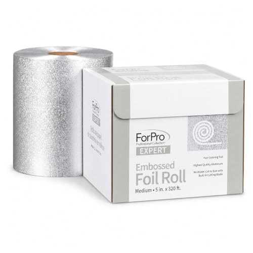 ForPro Expert Embossed Aluminum Foil Roll - 320 Ft Hair Foils for Color & Highlights, Medium Thickness