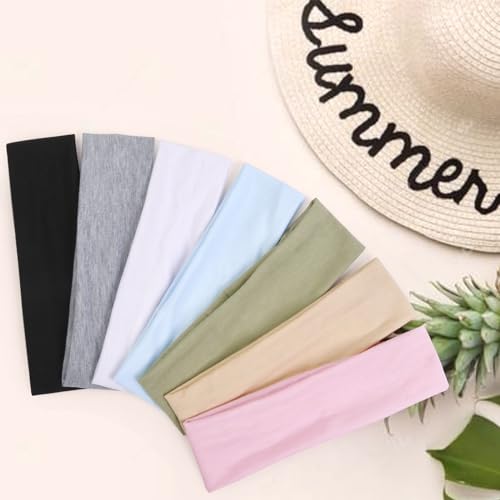 Non-Slip Cotton Headbands Set for Women - 7PCS Elastic Hairbands