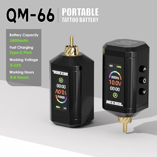 Neebol Wireless Tattoo Kit with 2 Gold 1600mAh Batteries - Complete Set for Beginners