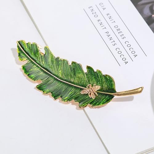 Feather & Leaf Metal Hair Clips 2-Pack Rhinestone Barrettes 70mm Medium