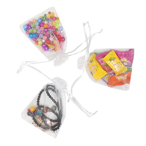 100Pcs White Organza Gift Bags 4x6 Inches with Drawstring