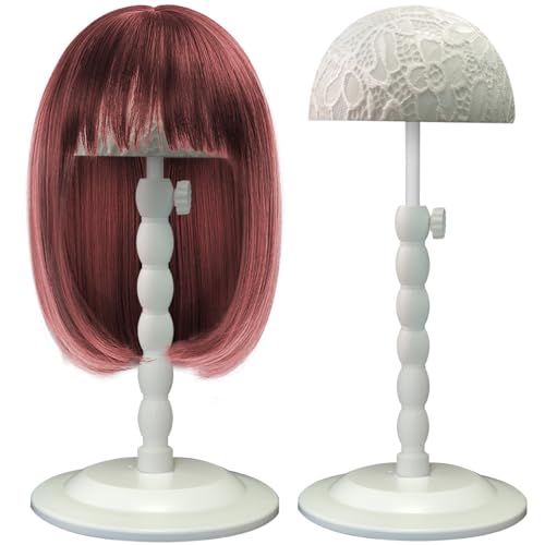 Adjustable Wig Stand – 12"-19" Sturdy Plastic Wig Holder for Styling