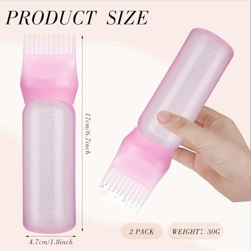 Pimoys 2-Pack 6Oz Hair Dye Applicator Bottles with Comb Tip