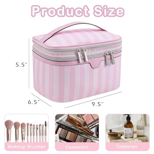 RSRSLEII Waterproof Large Double Layer Travel Makeup Bag - Top Open Variation