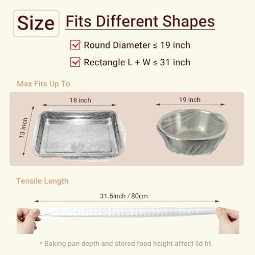 50-Pack Elastic Food Covers for 13x18in Pans & 19in Bowls