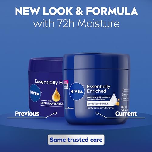 NIVEA Essentially Enriched Body Cream 13.5 Oz with Hyaluronic Acid & Almond Oil