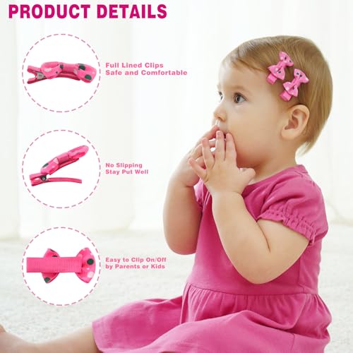 60 Pcs Mini Baby Girl Hair Bows Clips - Soft Ribbon for Infants