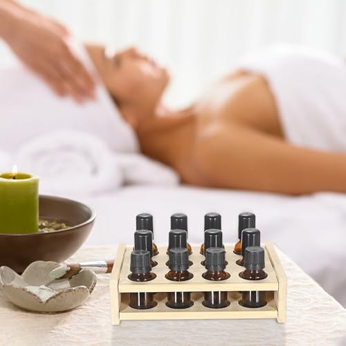 Hipiwe Bamboo Essential Oil Organizer - 12-Slot Tabletop Display Rack
