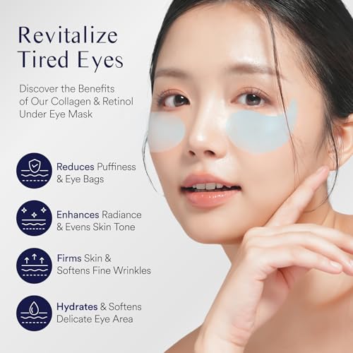 Under Eye Patches for Dark Circles - 30 Pairs Gel Masks with Collagen & Retinol