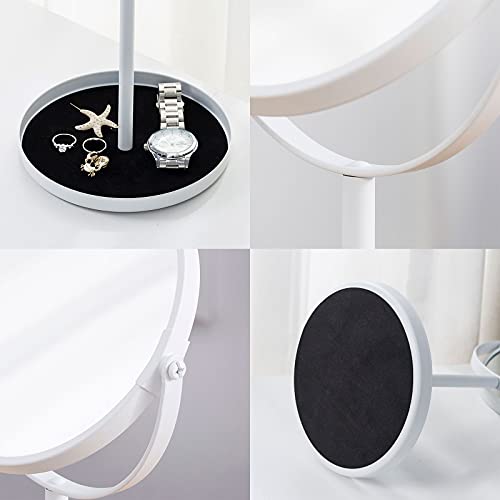 Ettori Dual-Sided Makeup Mirror with 1X/5X Magnification - 360 Swivel Tabletop Design