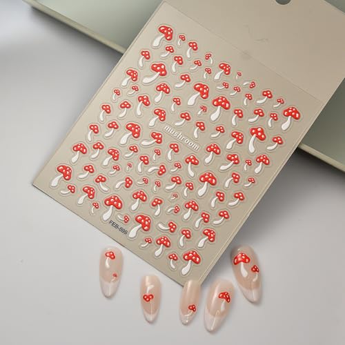 FRUZJAY Style 9 5D Mushroom Nail Stickers Decals Self-Adhesive Manicure