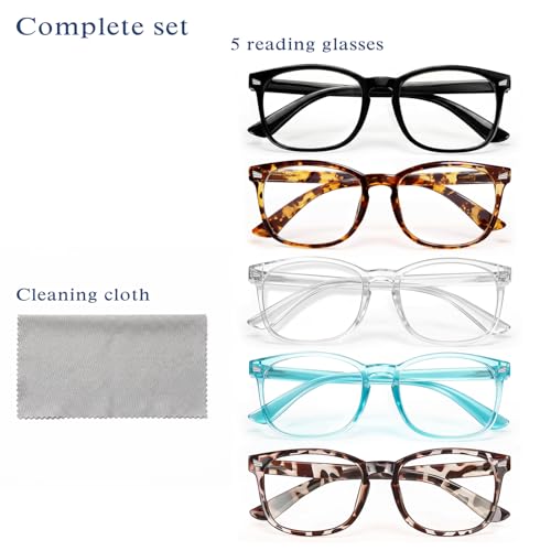 CHEERS DEVICES 5-Pack Round Reading Glasses, Mix Color, UV400