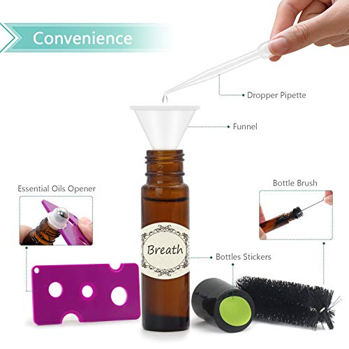 Mavogel 24-Pack 10ml Amber Glass Roller Bottles with Stainless Steel Balls