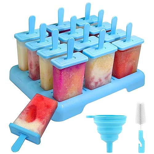 Alinana 12-Cavity Popsicle Molds with Built-in Sticks & Funnel