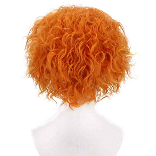 PARTY ZONE Orange Short Curly Cosplay Wig - Synthetic Wavy Costume Hair