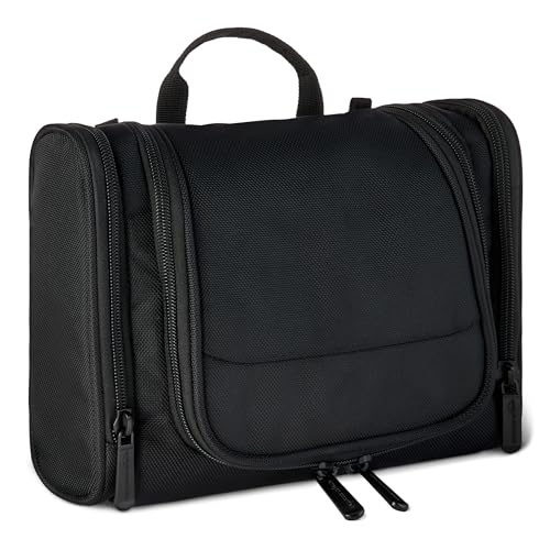 Amazon Essentials Hanging Toiletry Bag - Durable Polyester, Large Capacity, Compact Design