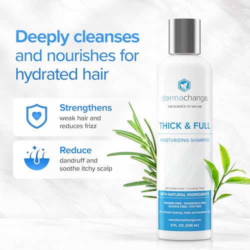 DermaChange Thick & Full Hair Growth Shampoo 8oz - Volumizing, Sulfate-Free for Thinning Hair & Hair Loss